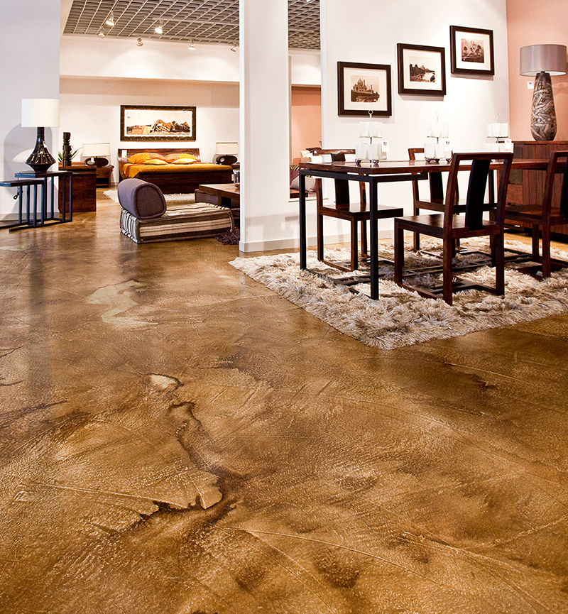 commercial concrete staining furniture store brown san antonio