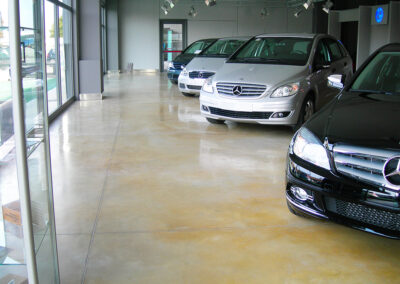 mercedes car dealership professional concrete stain flooring