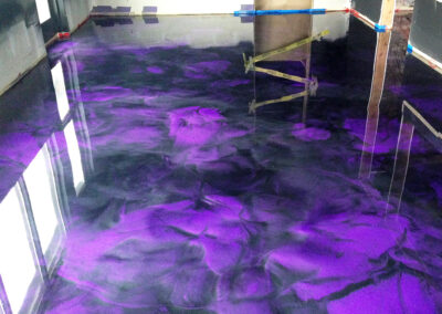 residential epoxy flooring and polishing purple and black