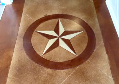 epoxy flooring with custom star icon design